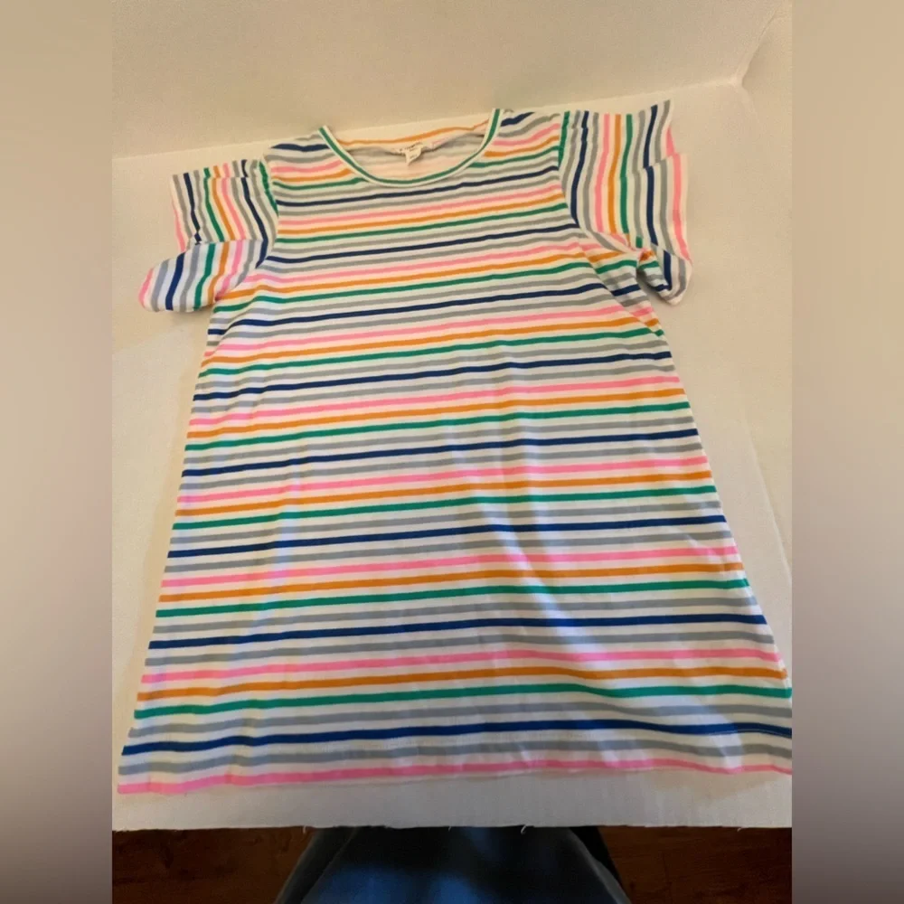 J CREW CREW CUTS RUFFLE-SLEEVE T-SHIRT IN STRIPES. SIZE GIRLS XL
